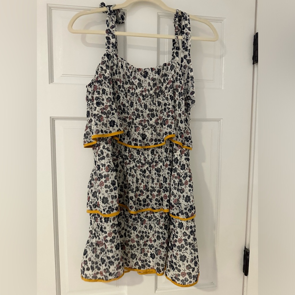 Tularosa Blue Floral Pleated Mini Dress in size Small